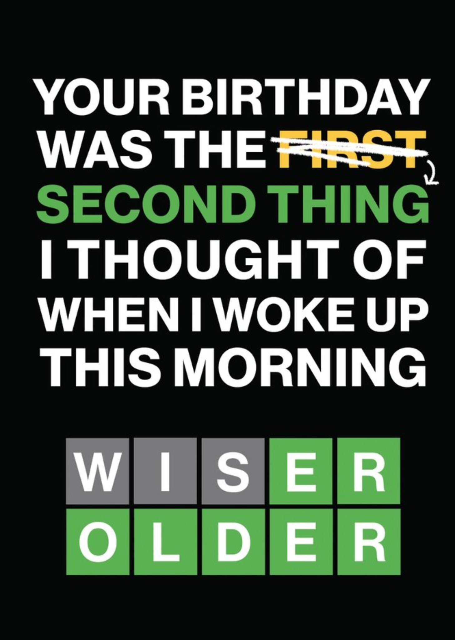 Word Game Wiser Older Funny Birthday Card Ecard