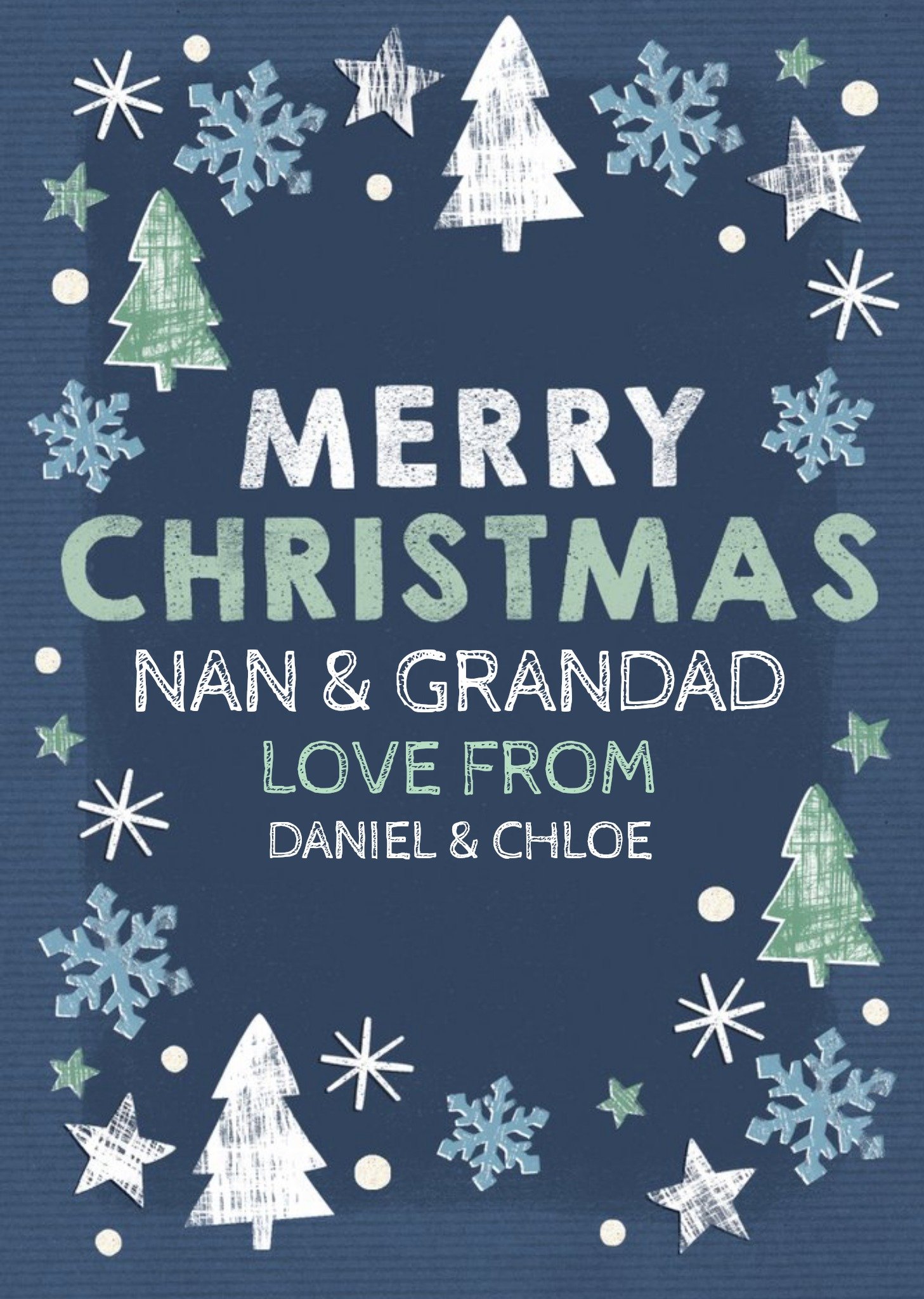 Festive Fir Navy Merry Christmas Personalised Christmas Card Ecard