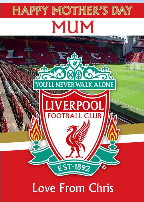 Liverpool Football Club You Will Never Walk Alone Mother's Day Card