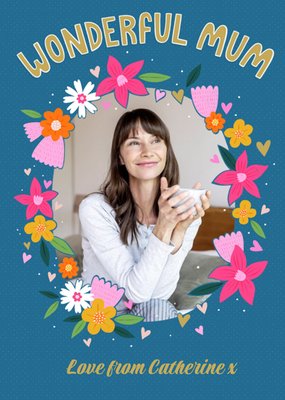 Damien Barlow Floral Illustrated Photo Upload Mother's Day Card
