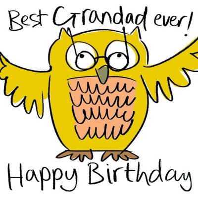Illustration Of An Owl With Handwritten Typography Grandad's Birthday Card