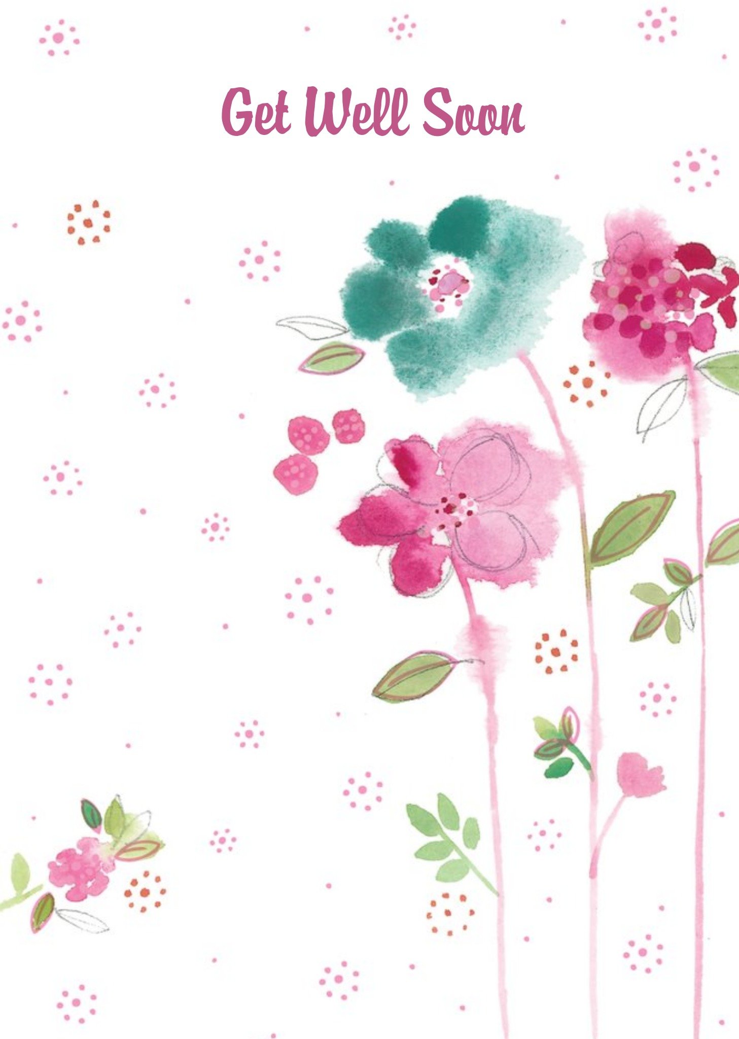 Ling Design Watercolour Flowers Personalised Get Well Soon Card Ecard