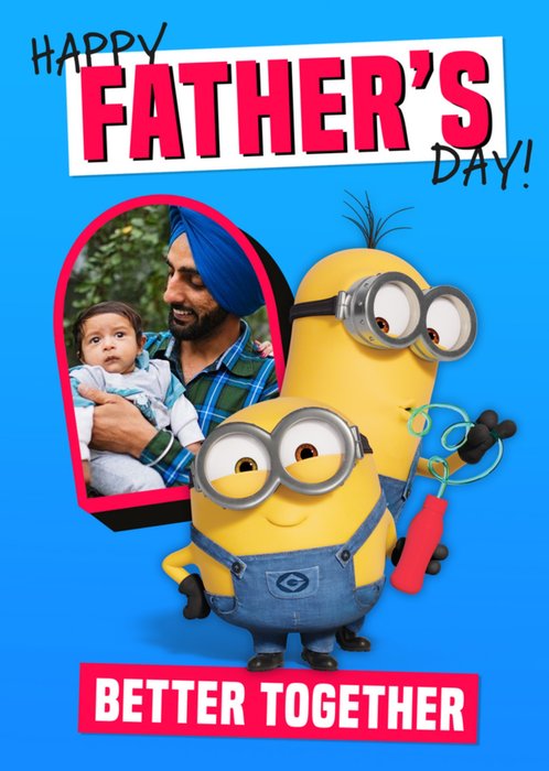 Despicable Me Minions Better Together Photo Upload Father's Day Card