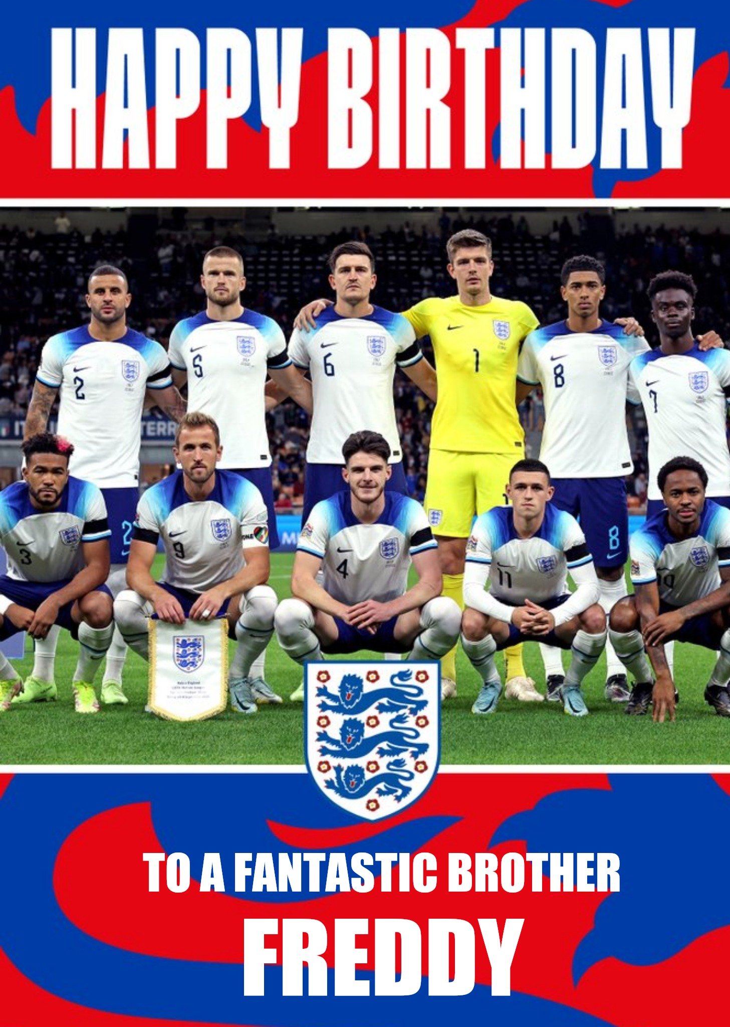 Moonpig Danilo England Football Team Photo Birthday Card Ecard