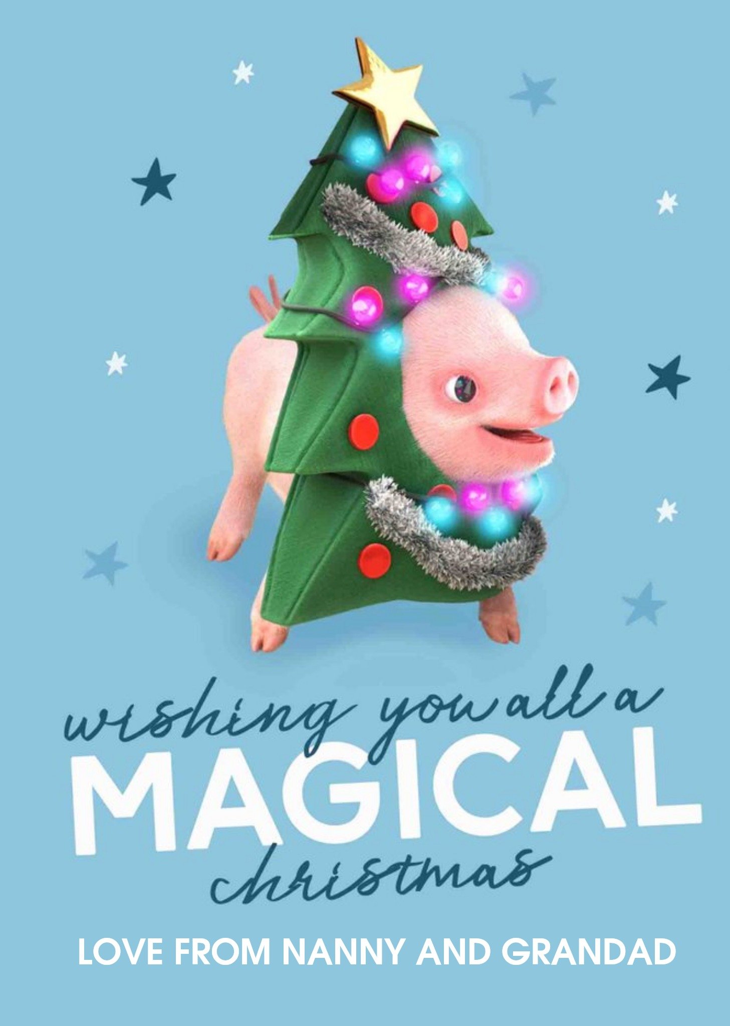 Moonpig Exclusive Moonpigs Cute Christmas Tree Pig Christmas Card, Large