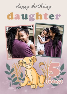 Cute Disney The Lion King Daughter 5th Birthday Photo Upload Card