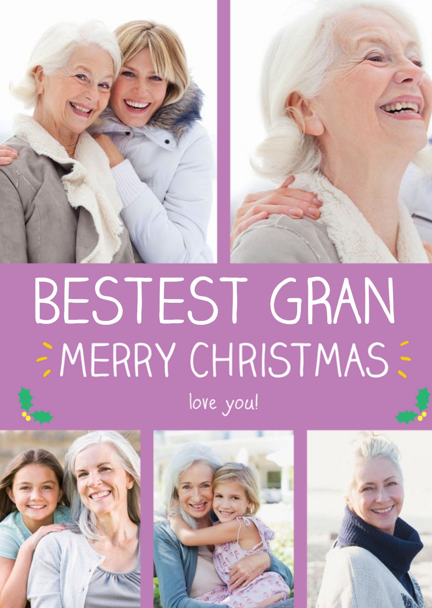 Happy Jackson Bestest Gran Photo Upload Christmas Card, Large