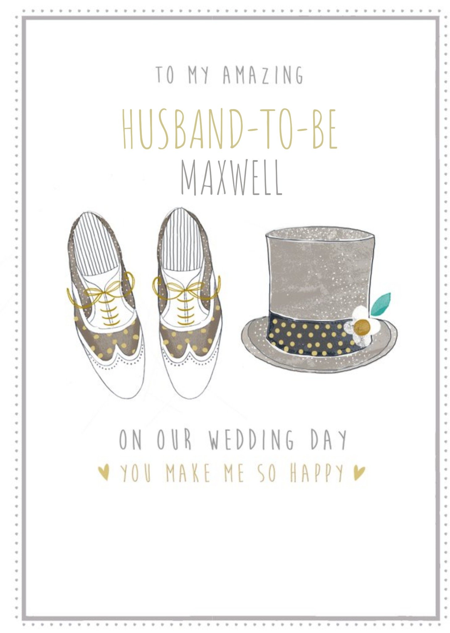 Moonpig Hotchpotch Illustrated Top Hat And Shoes Customisable On Our Wedding Day Card, Large