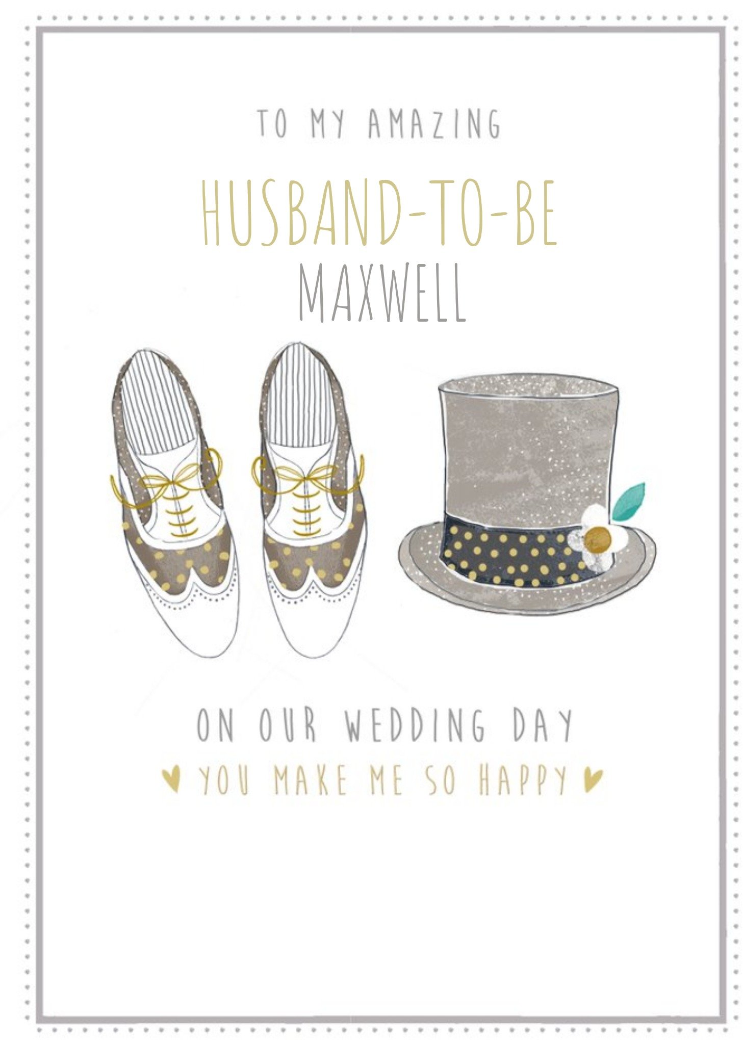 Hotchpotch Illustrated Top Hat And Shoes Customisable On Our Wedding Day Card Ecard