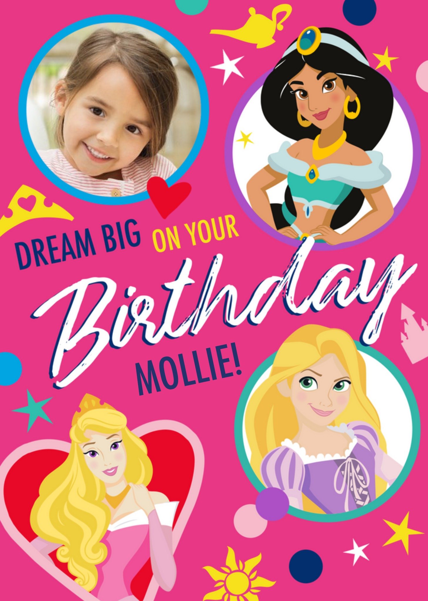 Aladdin Disney Princesses Dream Big On Your Birthday Photo Upload Card, Large