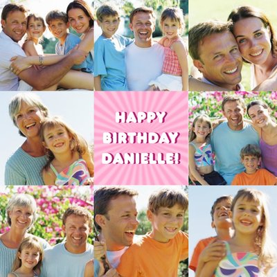 Bright Pink Multi-Photo Personalised Birthday Card