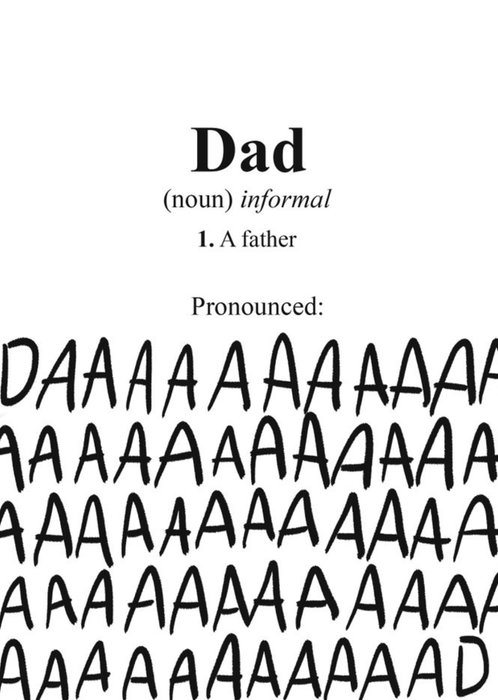 Dad Definition and Pronounced Funny Father's Day Card