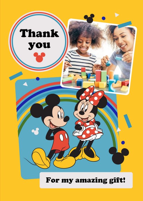 Disney Mickey Mouse Thank You For My Gift Photo Upload Card