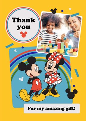 Disney Mickey Mouse Thank You For My Gift Photo Upload Card