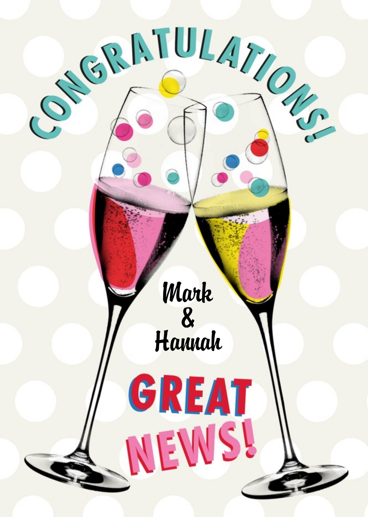 Papagrazi Pop Art Style Champagne Glasses Congratulations Card