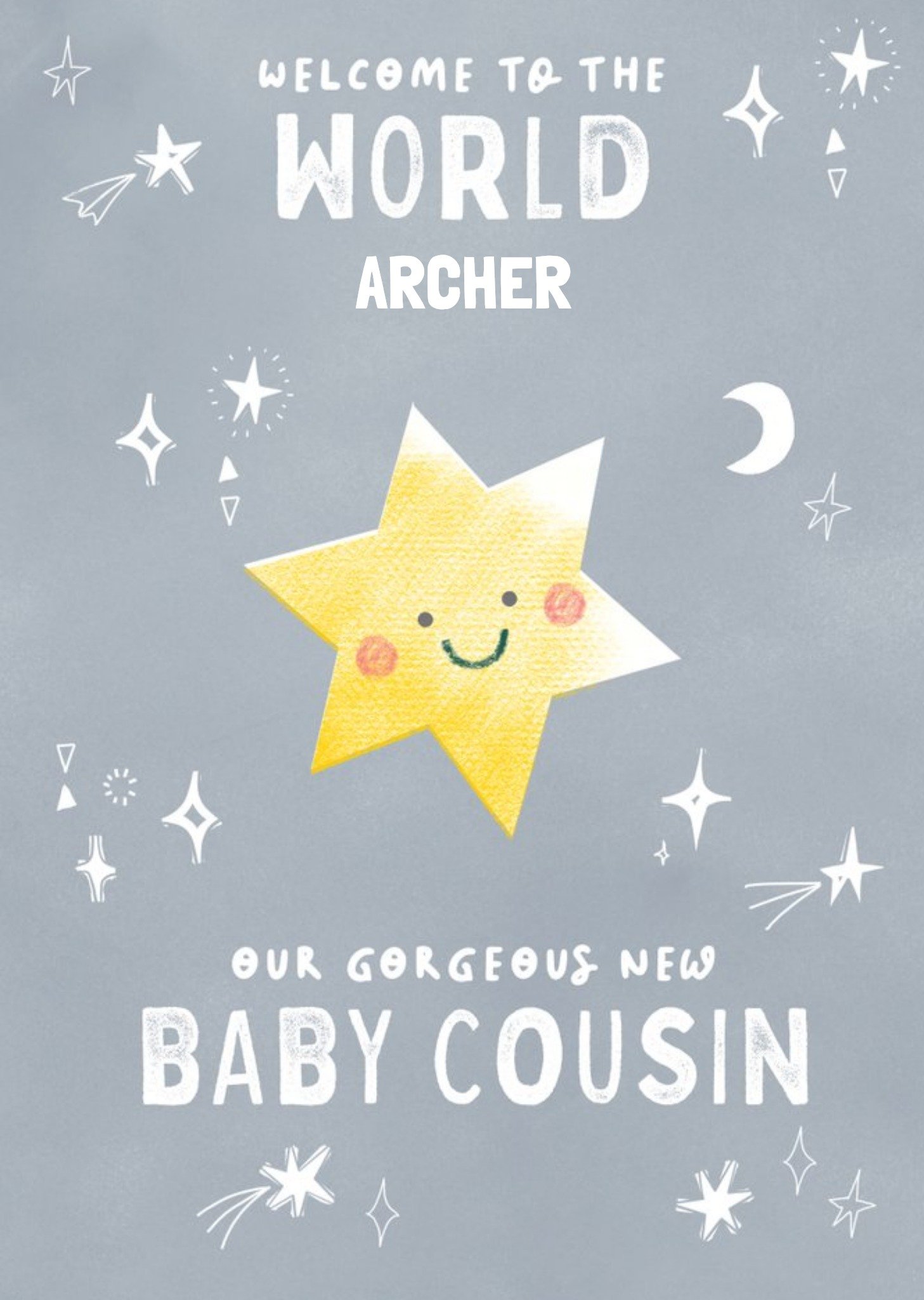 Moonpig Welcome To The World Cousin Cute New Baby Card, Large