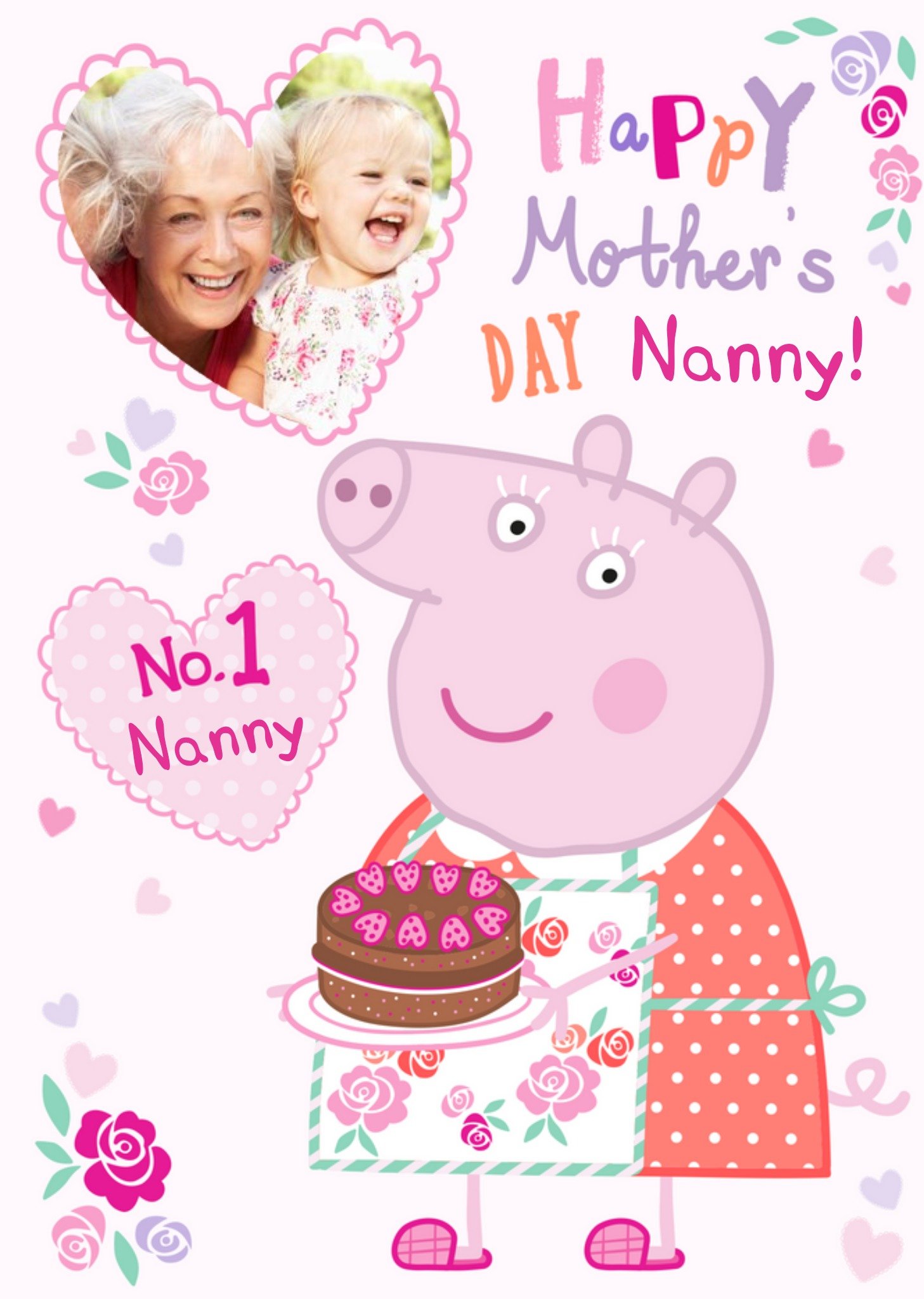 Mother's Day Card - Nanny - Peppa Pig - Photo Upload Card, Large