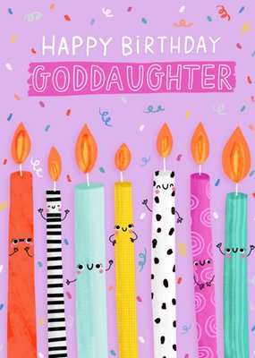 Jess Moorhouse Pink Illustrated Candles Goddaughter Birthday Card