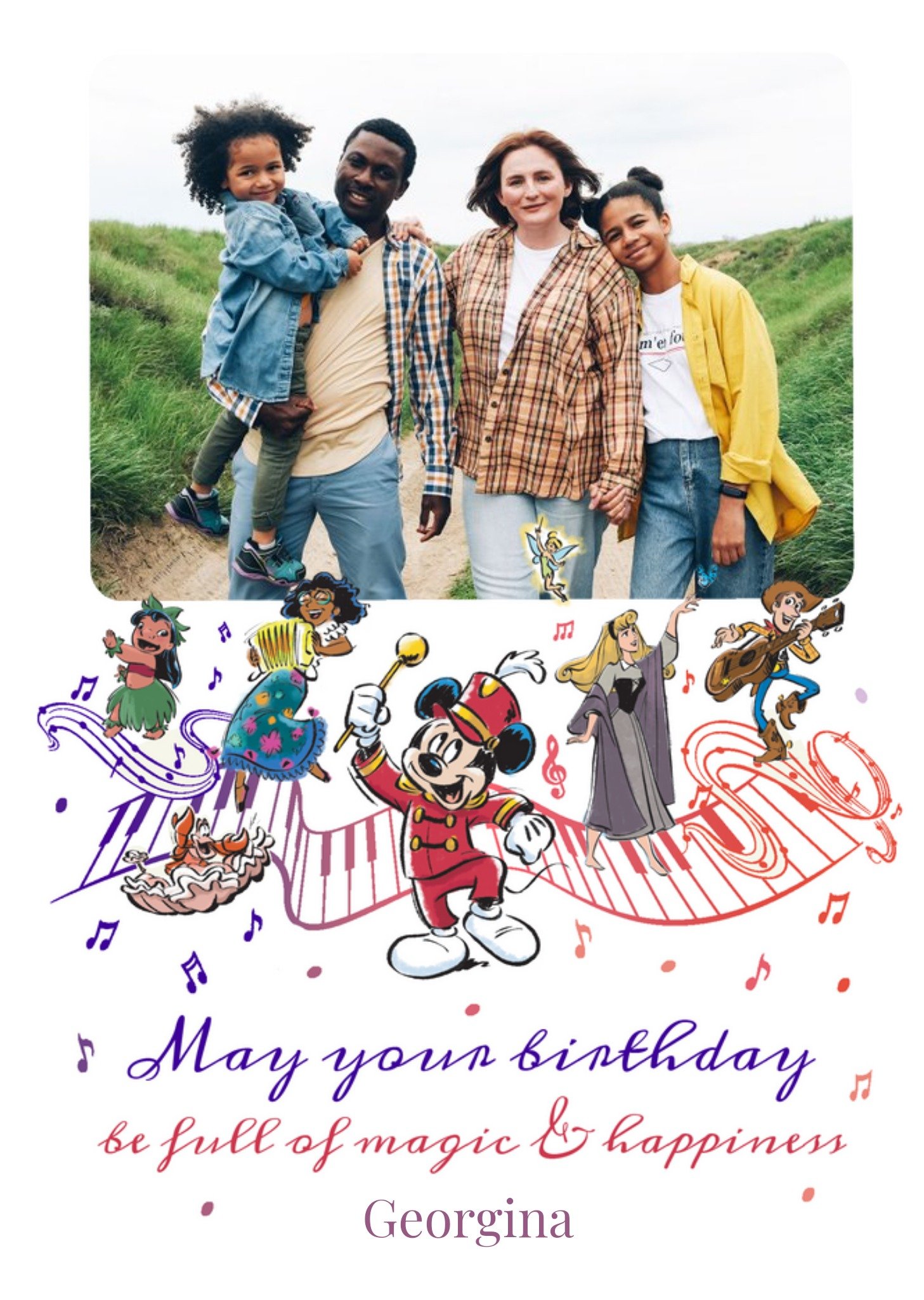 Disney 100 Famous Characters Magic And Happiness Photo Upload Birthday Card Ecard