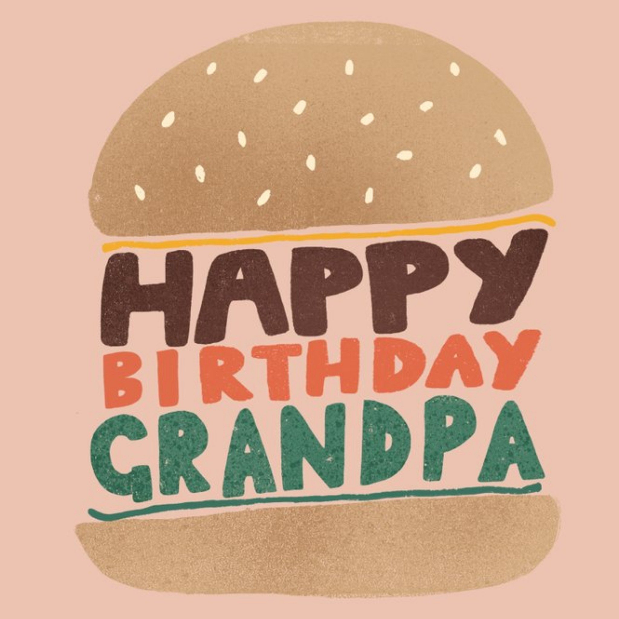 Moonpig Illustrated Happy Birthday Grandpa Burger Card, Square