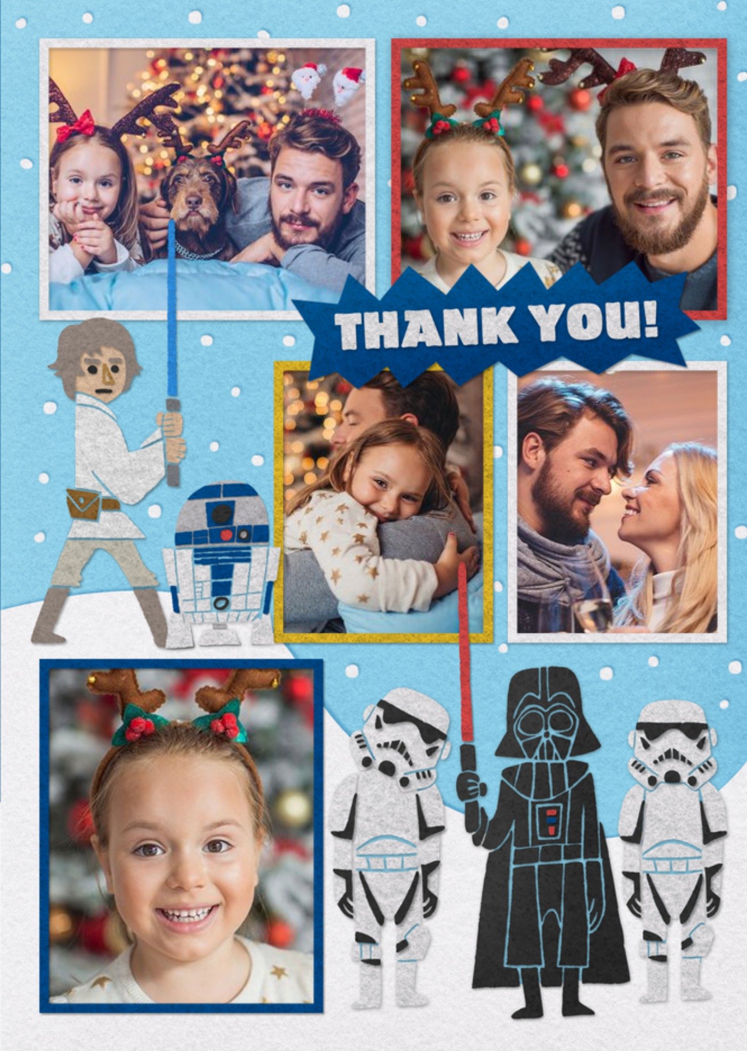Disney Star Wars Felt Characters Christmas Thank You Card Ecard