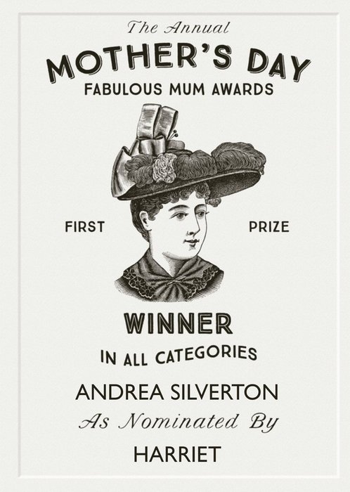 Fabulous Mum Award Personalised Name Card