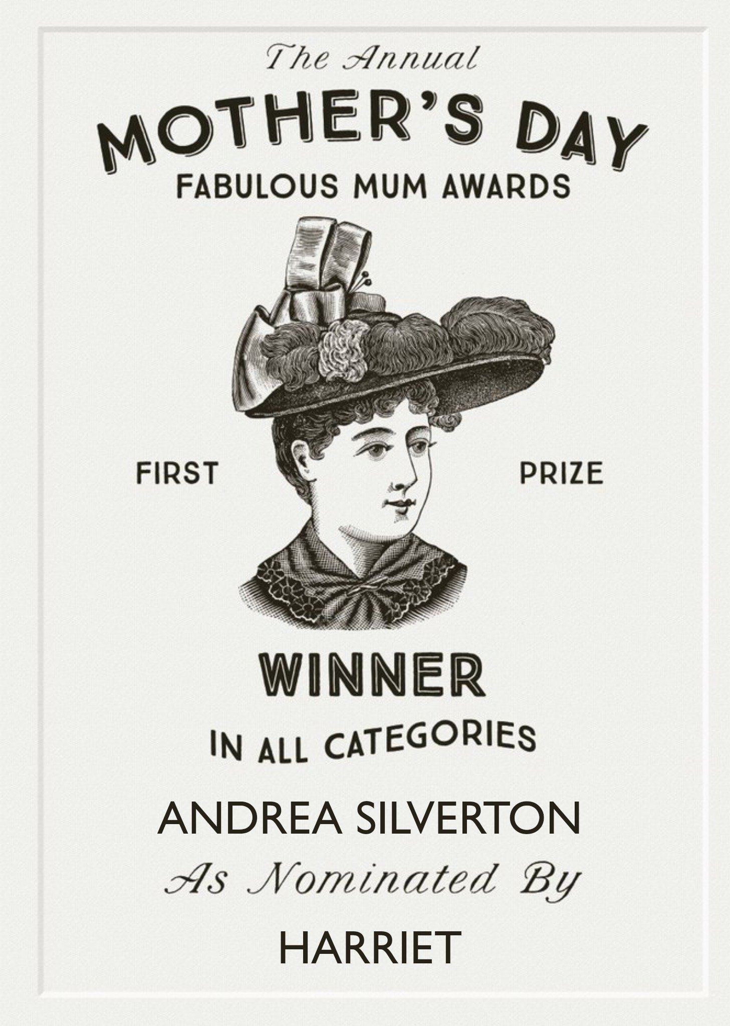 Fabulous Mum Award Personalised Name Card Ecard