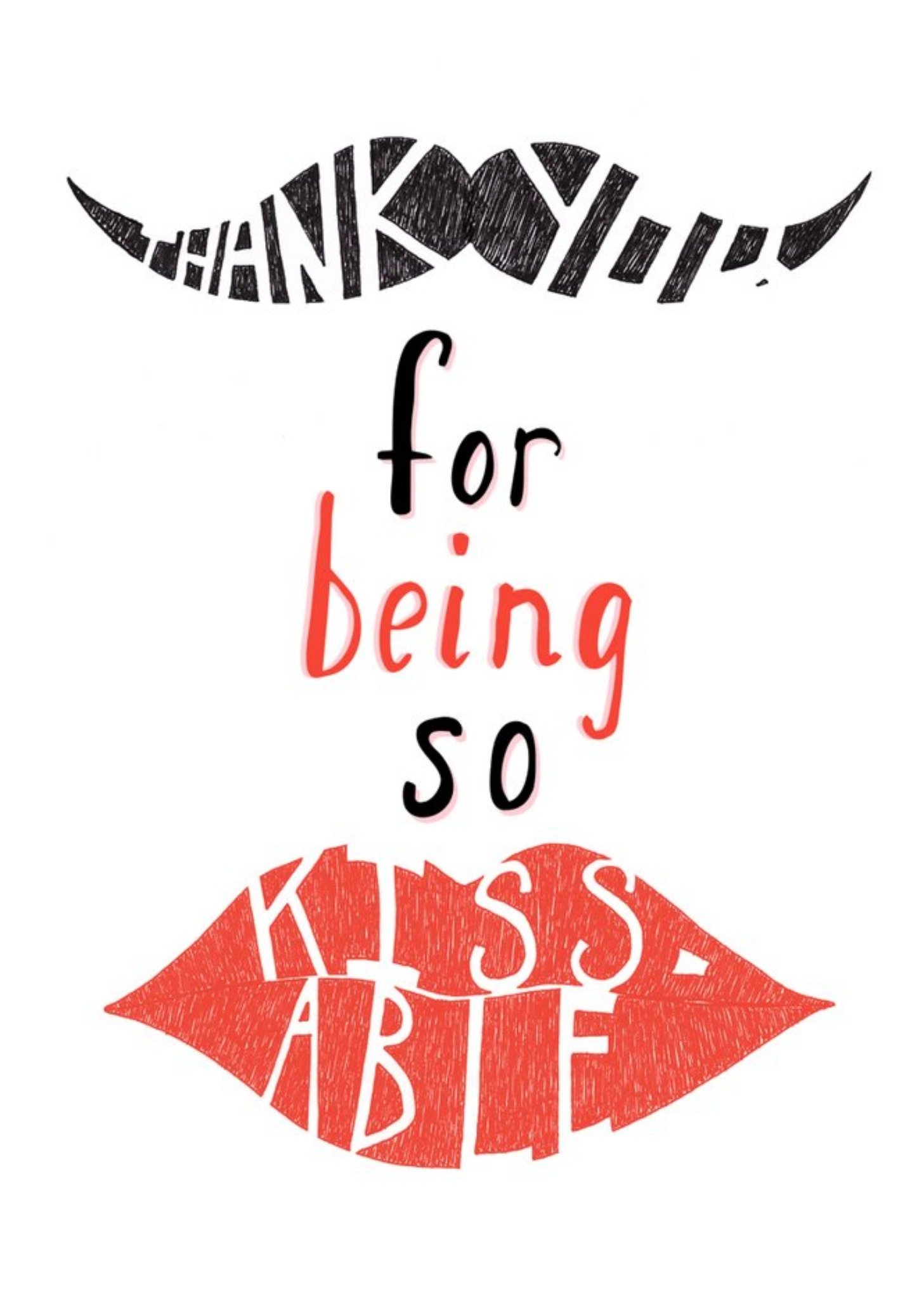 Moonpig Thank You For Being So Kissable Lips Card, Large