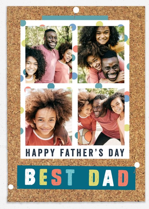 Pinboard Background Best Dad Father's Day Multi-Photo Card