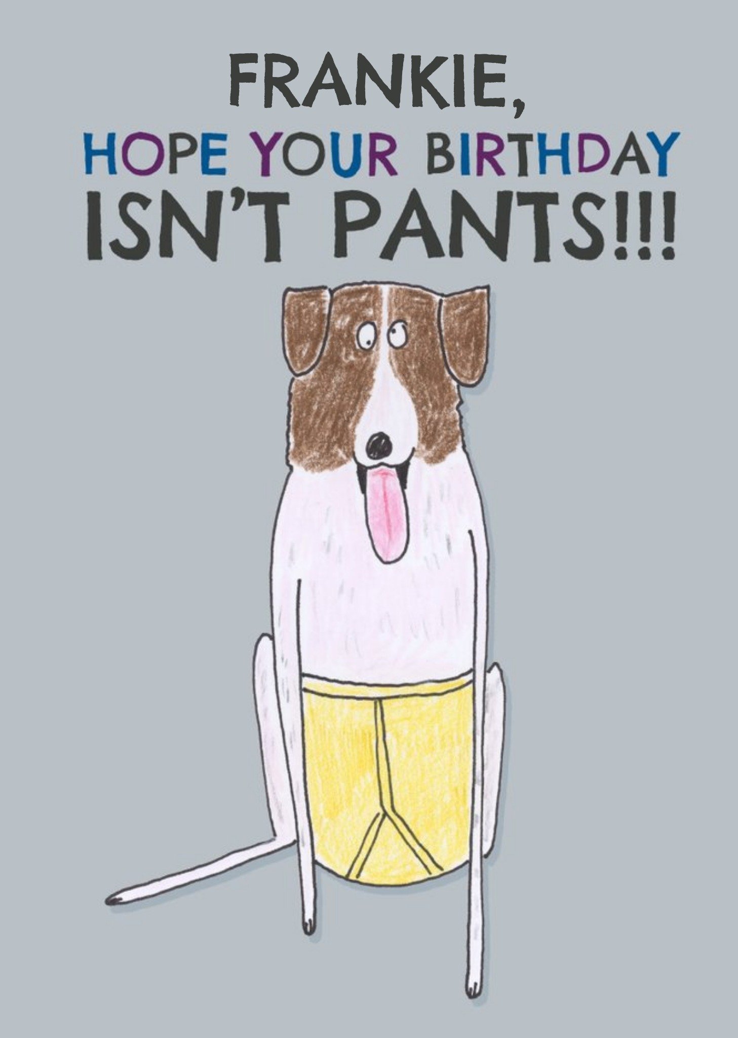 Hercule Van Wolfwinkle Quirky Illustration Of A Dog In Briefs Hope Your Birthday Isn't Pants Birthda