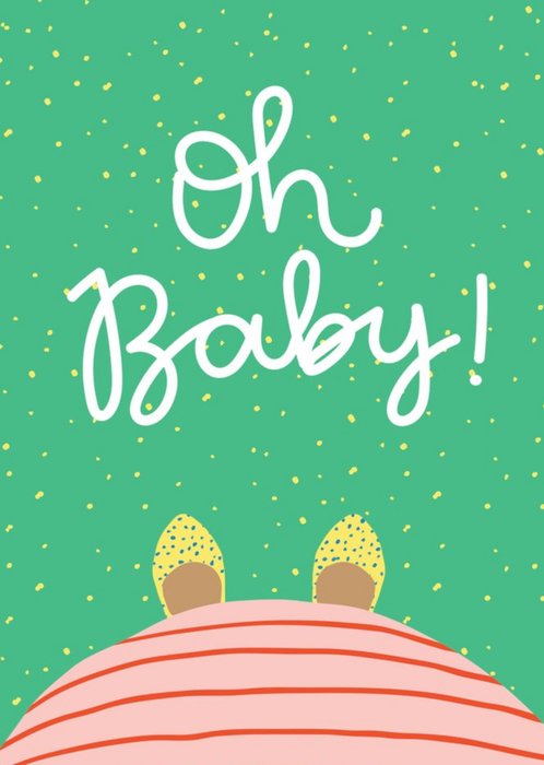 Modern Illustrated Pregnant Oh Baby New Baby Card