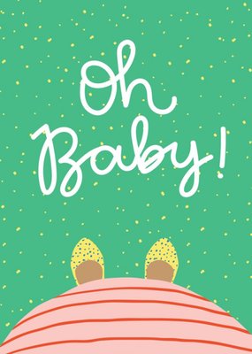 Modern Illustrated Pregnant Oh Baby New Baby Card
