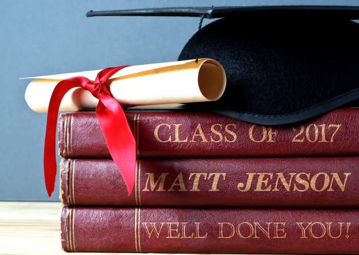 Books and Mortar Board - Custom Graduation Congratulations Card