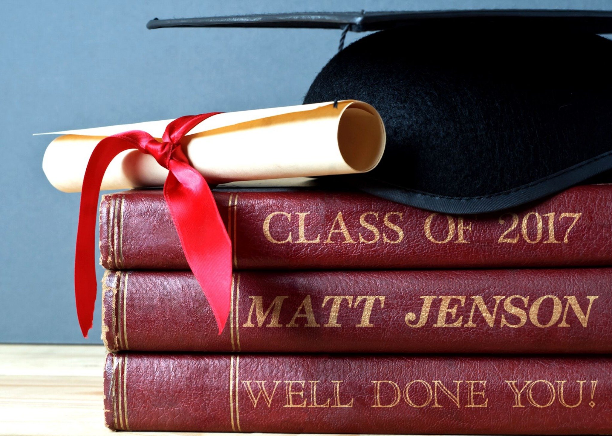 Books And Mortar Board - Custom Graduation Congratulations Card