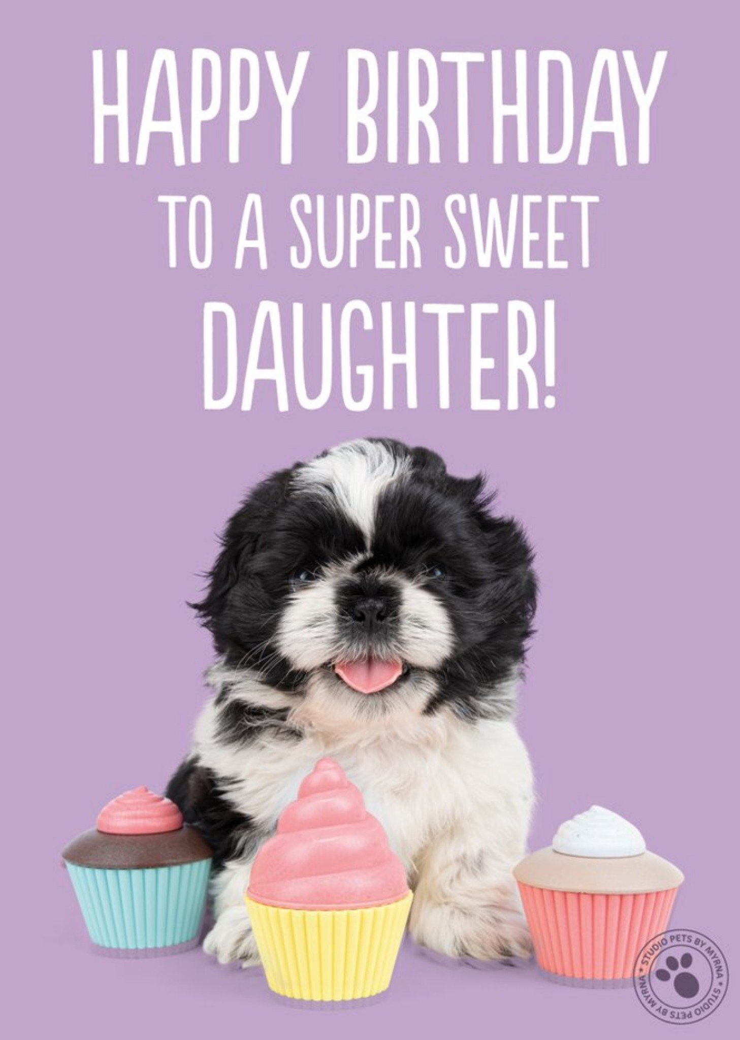 Studio Pets Puppy Super Sweet Daughter Birthday Card, Large