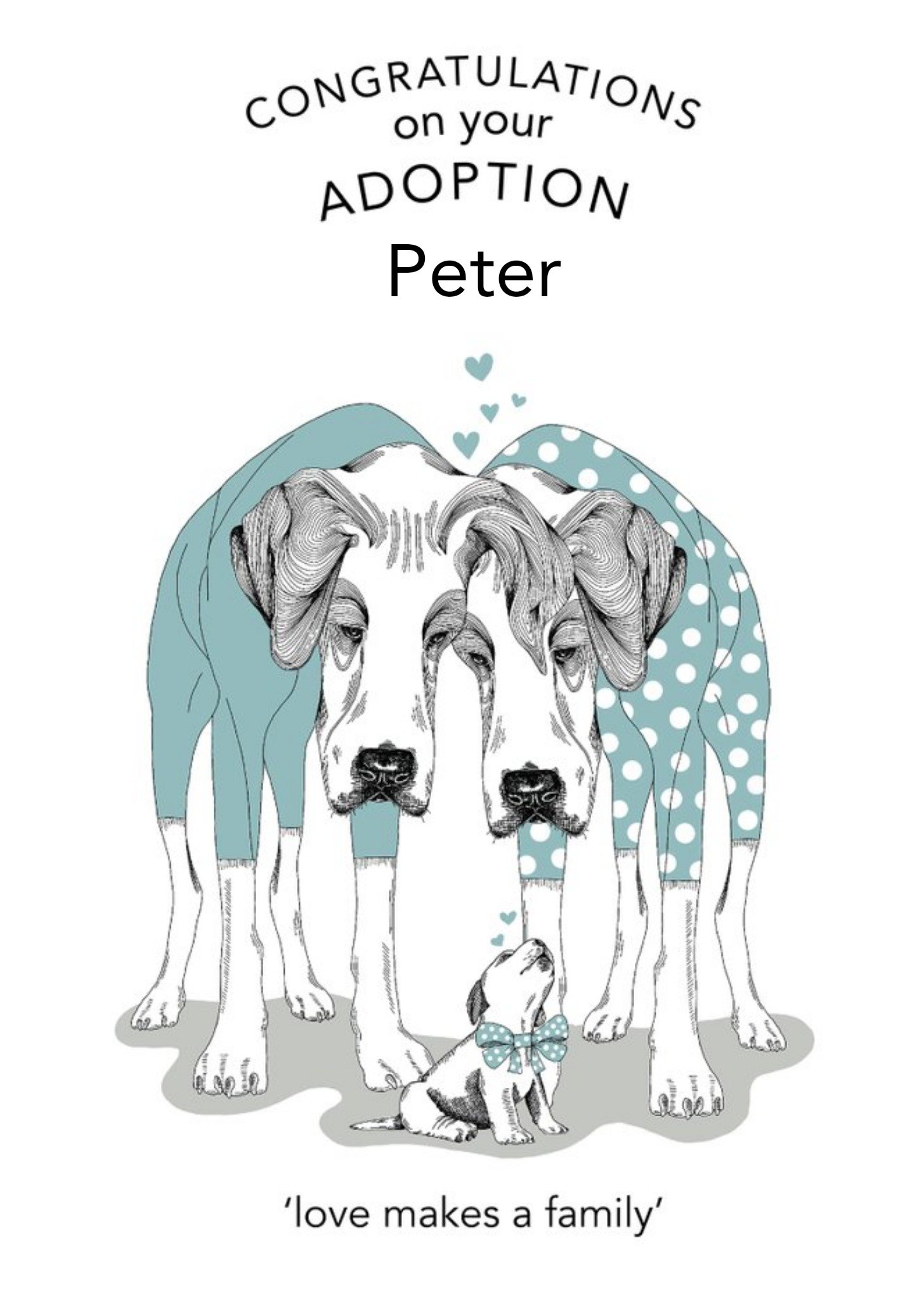 Moonpig Dotty Dog Art Illustrated Labrador Dog Adoption Congratulations Card Ecard