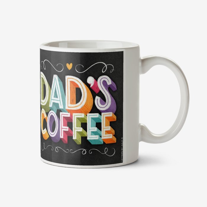 Dads Coffee Chalkboard Chalk Lettering Typographic Mug