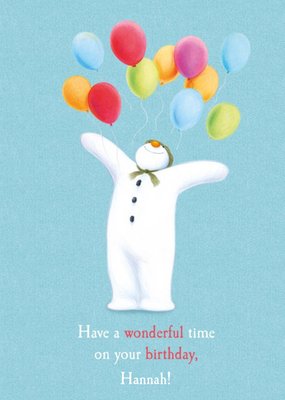 The Snowman Balloons Birthday At Christmas Personalised Card