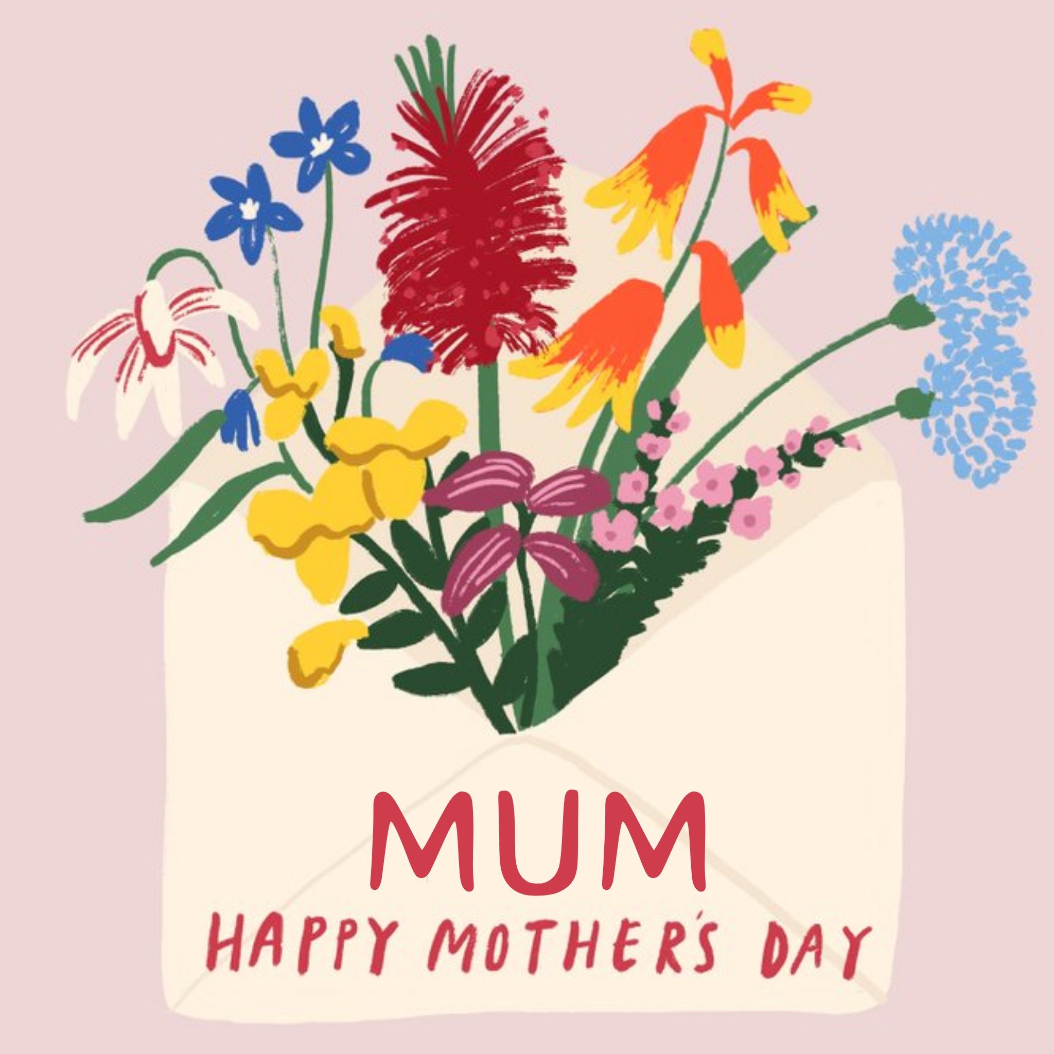 Moonpig Katy Welsh Illustrated Flowers Customisable Mother's Day Card, Square