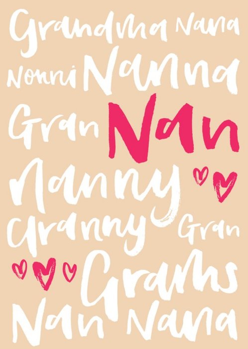 Brush Script Grandma, Nana, Nan, Nanny, Grams Card