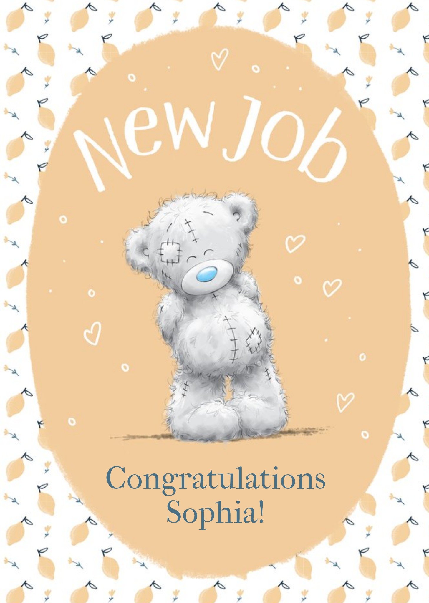 Me To You Tatty Teddy Lemon Pattern New Job Card Ecard