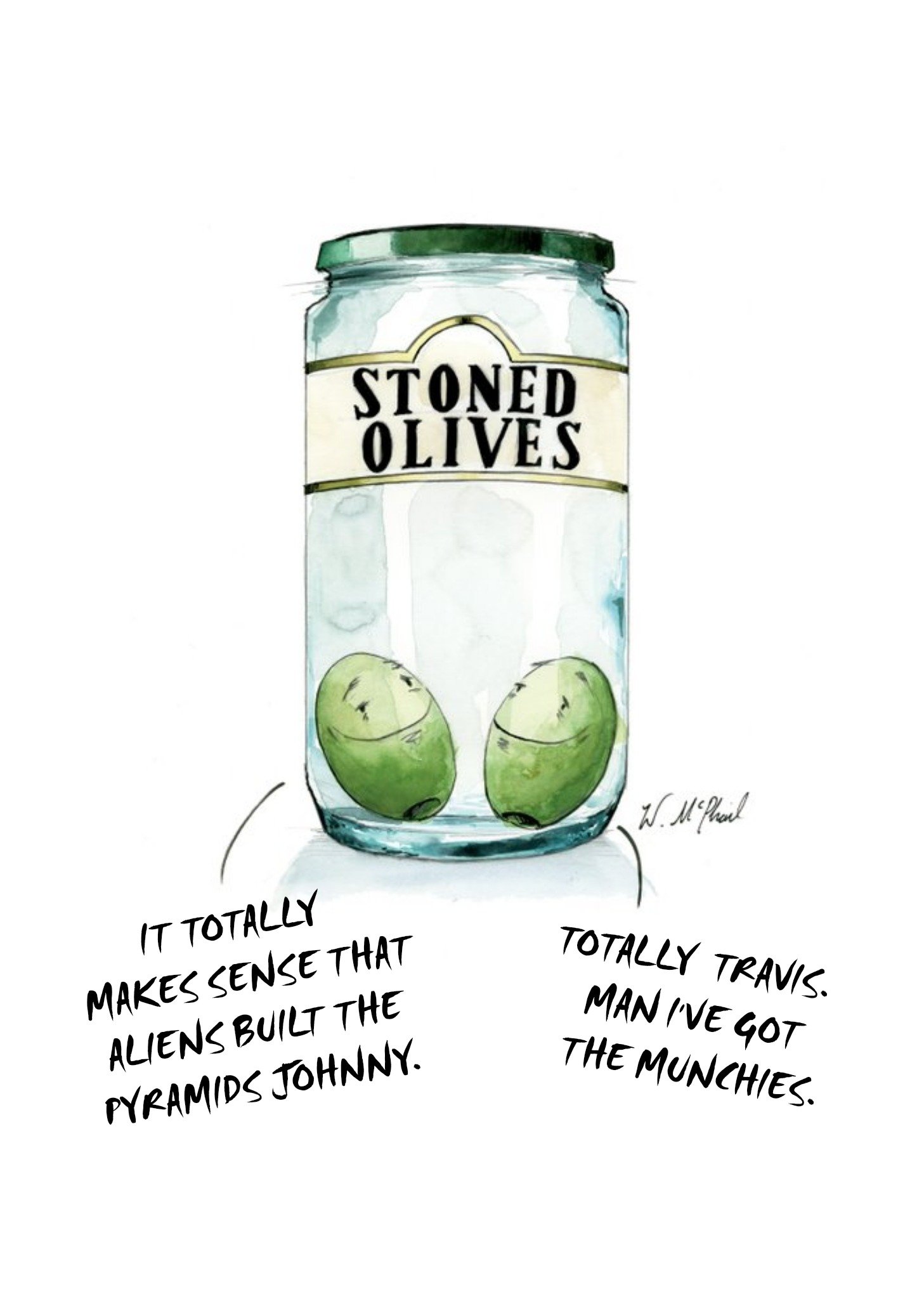 Moonpig Stoned Olives Funny Card Ecard