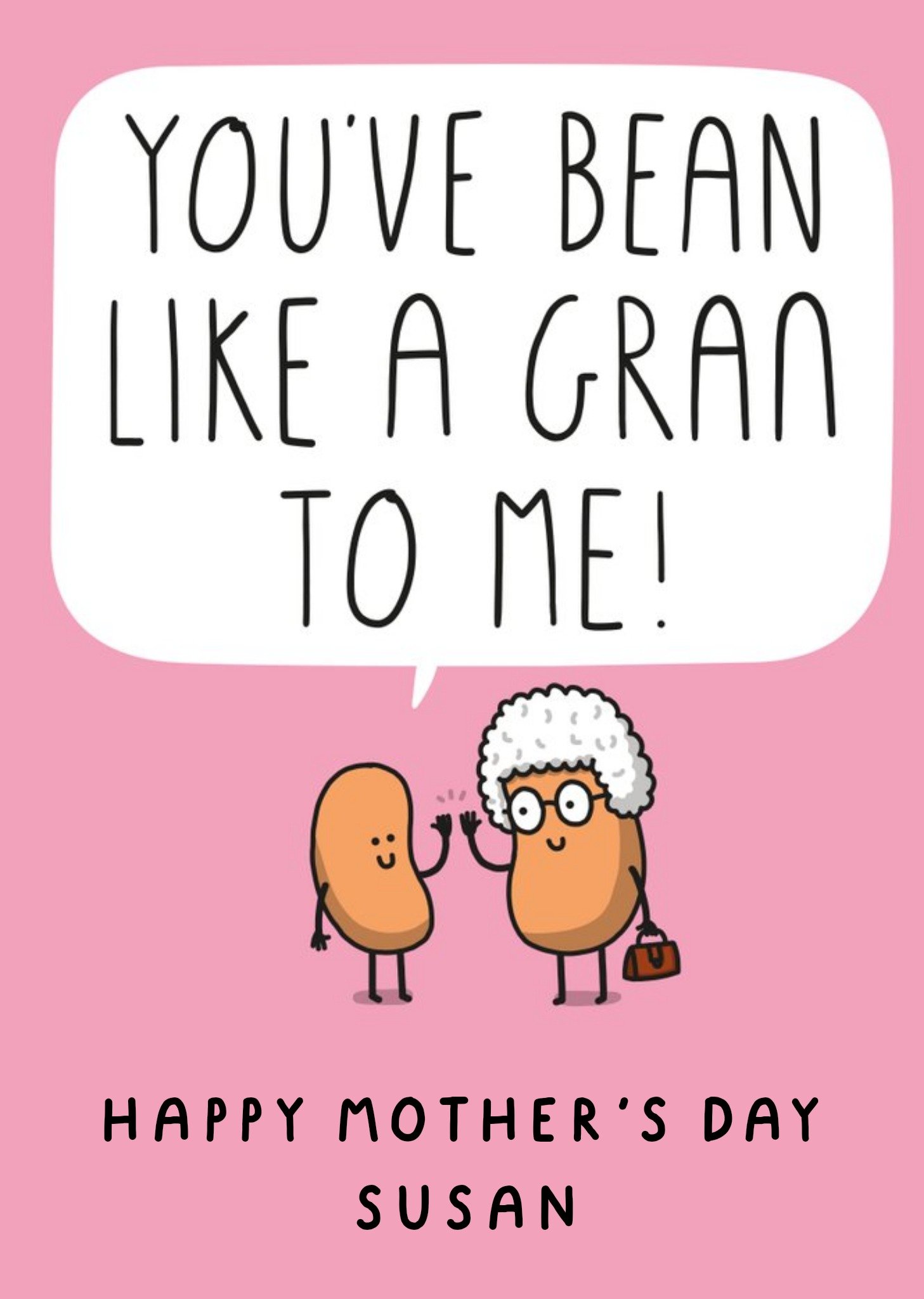 Friends Illustration Of Two Bean Characters Funny Pun Mother's Day Card