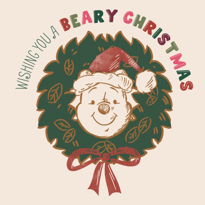 Winnie The Pooh Wishing You A Beary Christmas Card