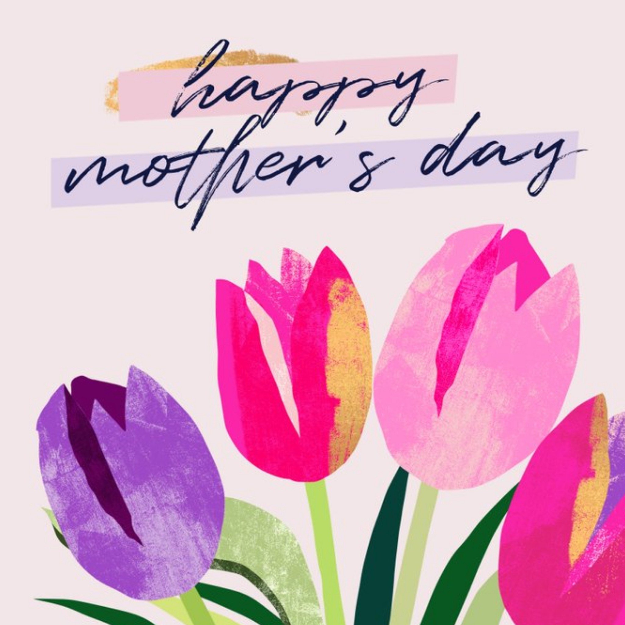 Moonpig Happy Mothers Day Colourful Tulip Card, Square