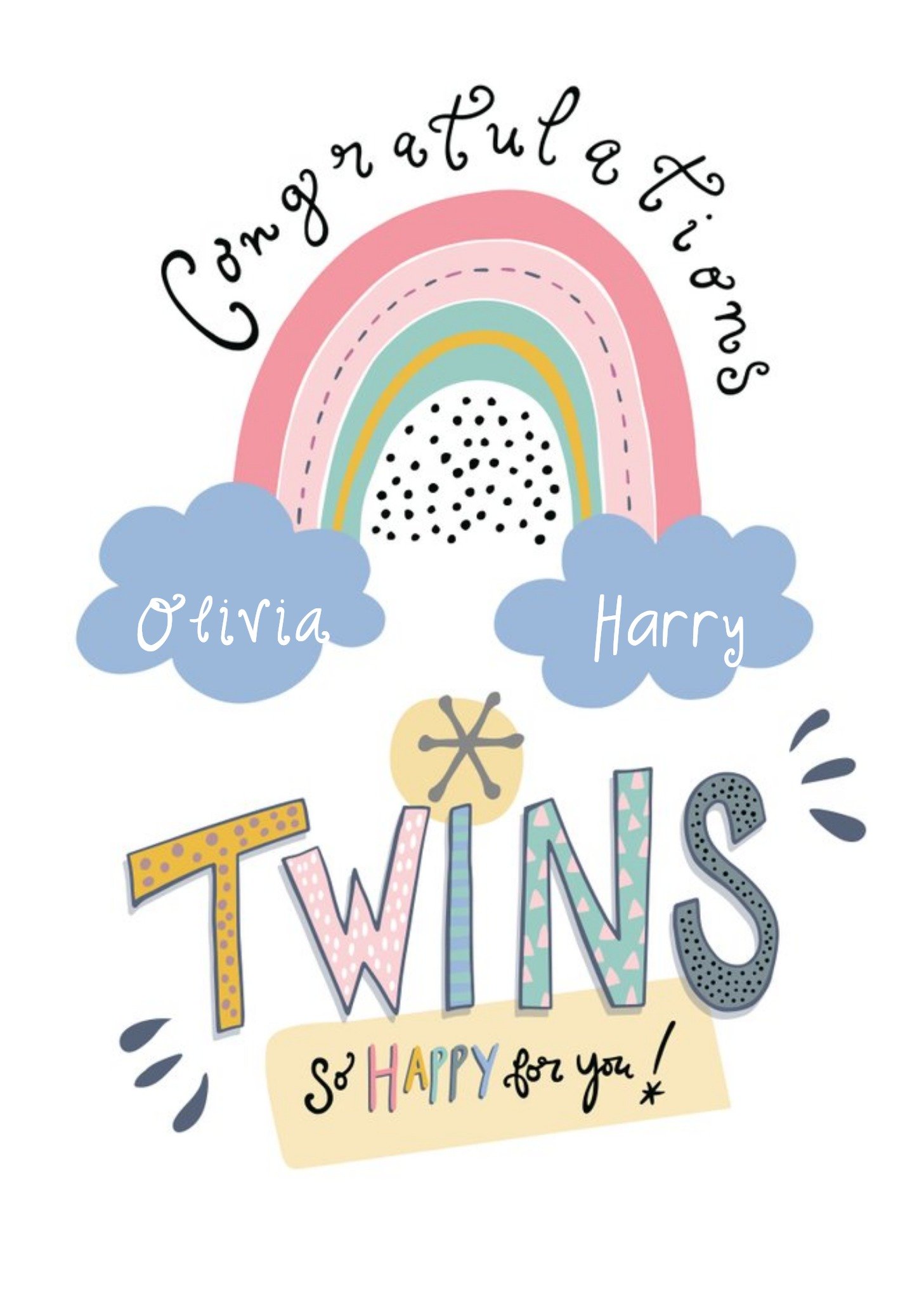 Congratulations Twins So Happy For You Card Ecard