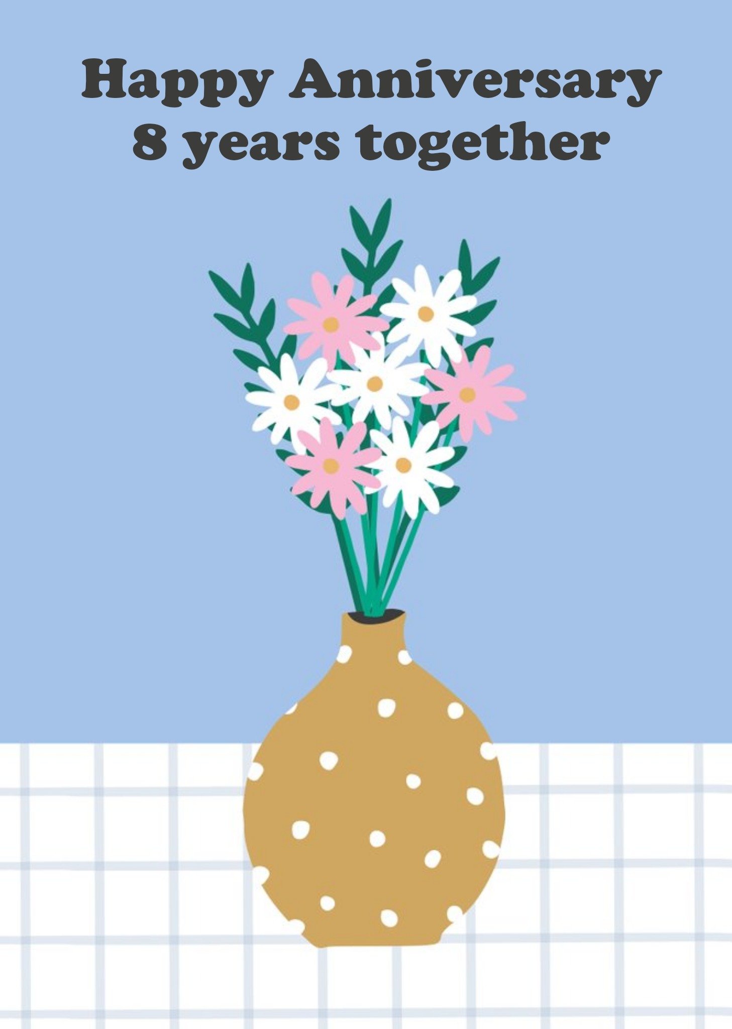 Moonpig Illustration Of A Vase Of Flowers Happy Anniversary Card Ecard