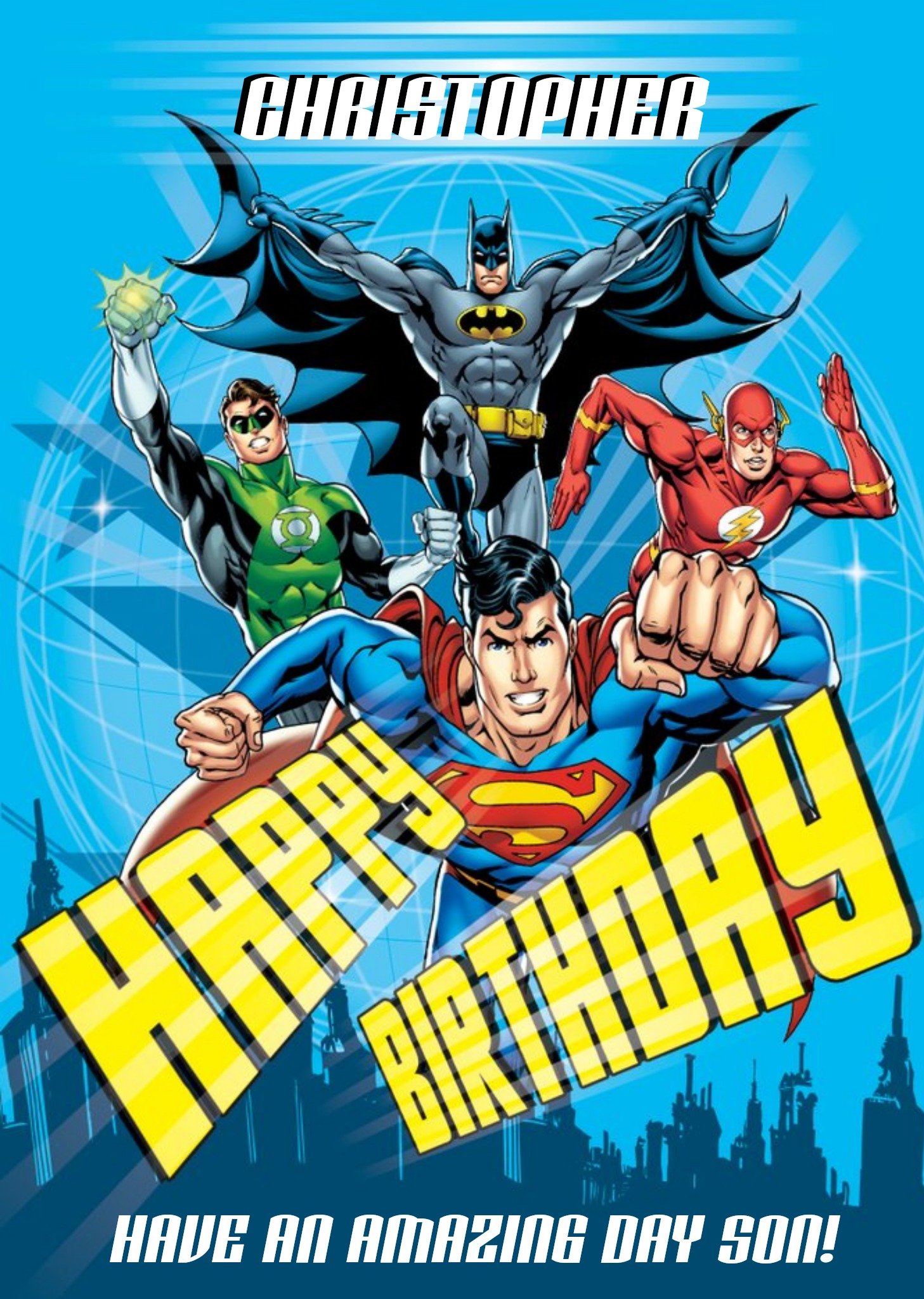 Other Justice League Batman Superman Personalised Happy Birthday Card, Large