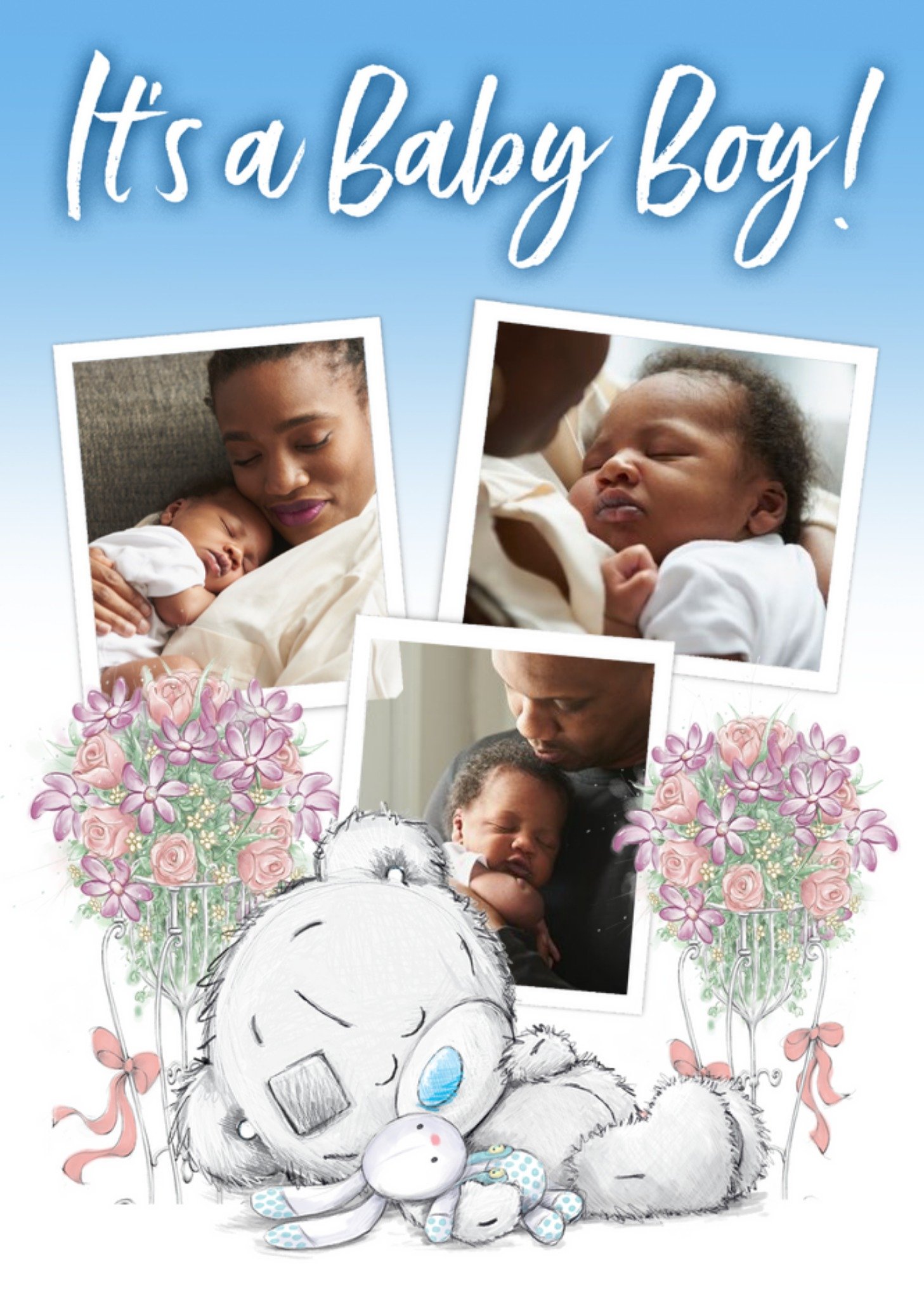 Tiny Tatty Teddy It's A Baby Boy Photo Upload Card Ecard