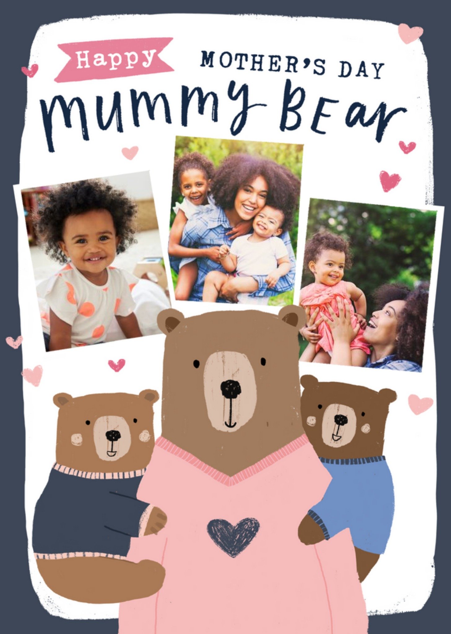 Moonpig Beary Lovely Happy Mothers Day Mummy Bear Photo Upload Mothers Day Card, Large